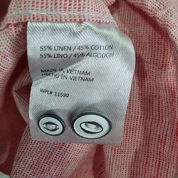 Mens Red White Weatherproof Vintage Shirt Button Up Short Sleeve Linen Blend XL - Picture 4 of 8